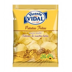 Patatas fritas lisas Artesanas 30grs VICENTE VIDAL CAJA CON 16 BOLSITAS